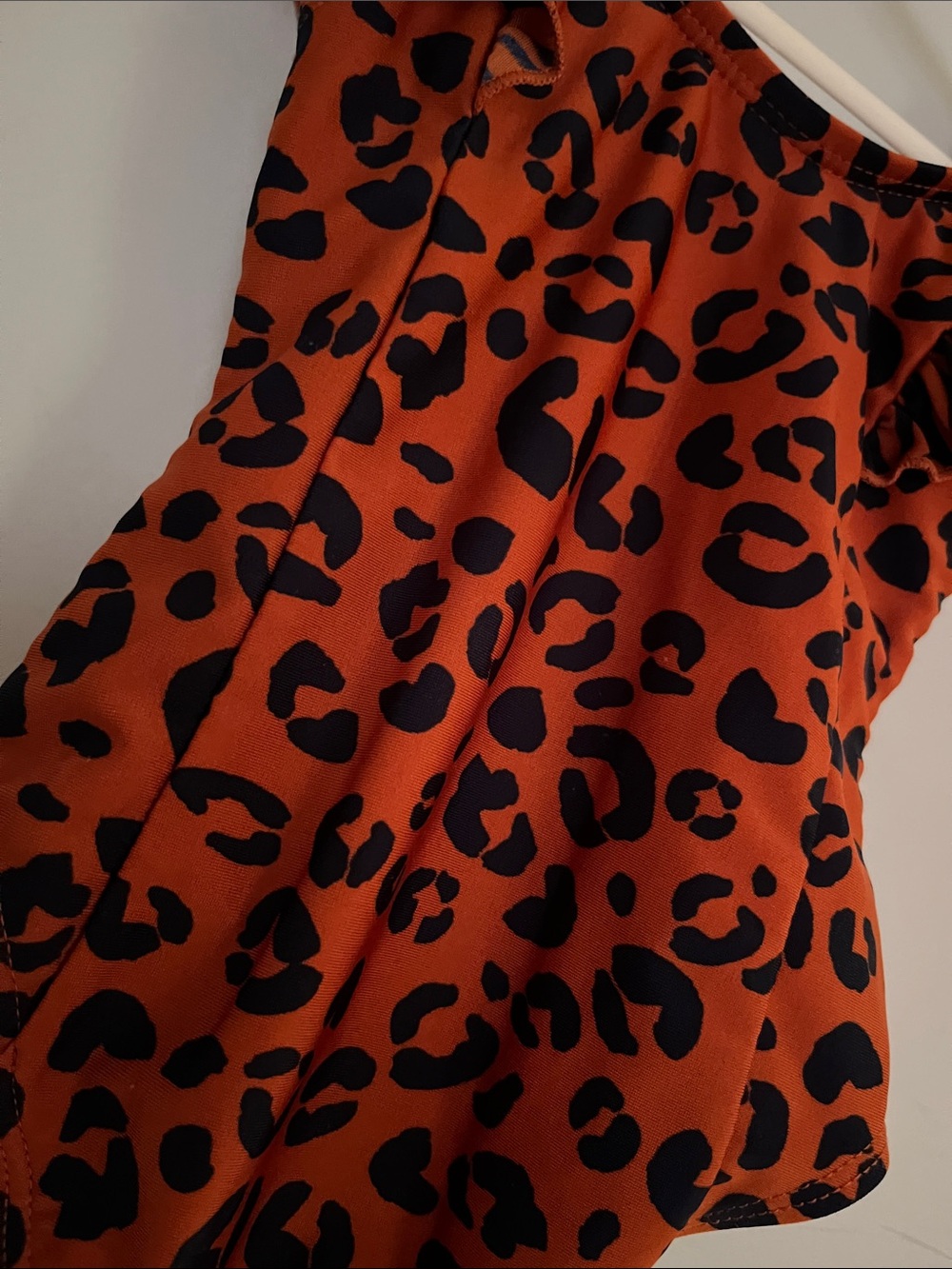 Girls Rust Leopard Print Ruffle One-Piece Bodysuit - Picture 3 of 5